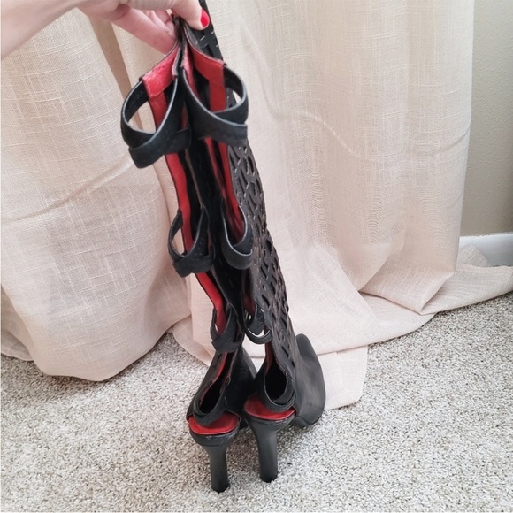 Jeffrey Campbell Boots B*tch Laser Cut Leather Heeled Boots - Picture 6 of 14